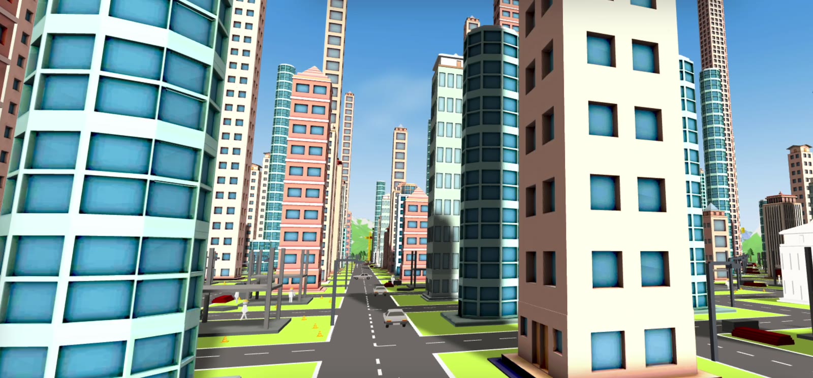 Flying down an avenue in Metafor’s fly-around mode