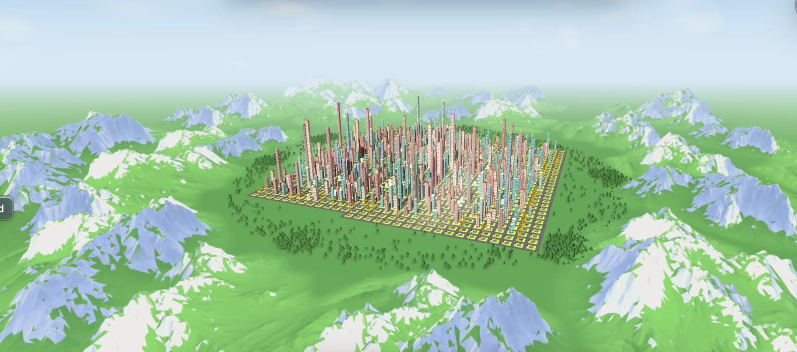 A whole customer base seen as one city from above